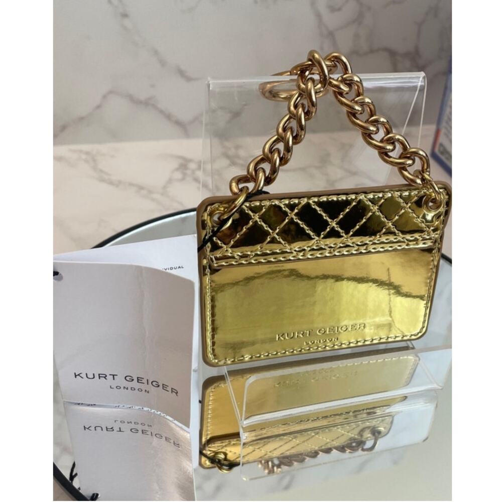 Kurt Geiger London Micro Bag Charm/Keyring, Metallic Gold NWT Box - Picture 5 of 7